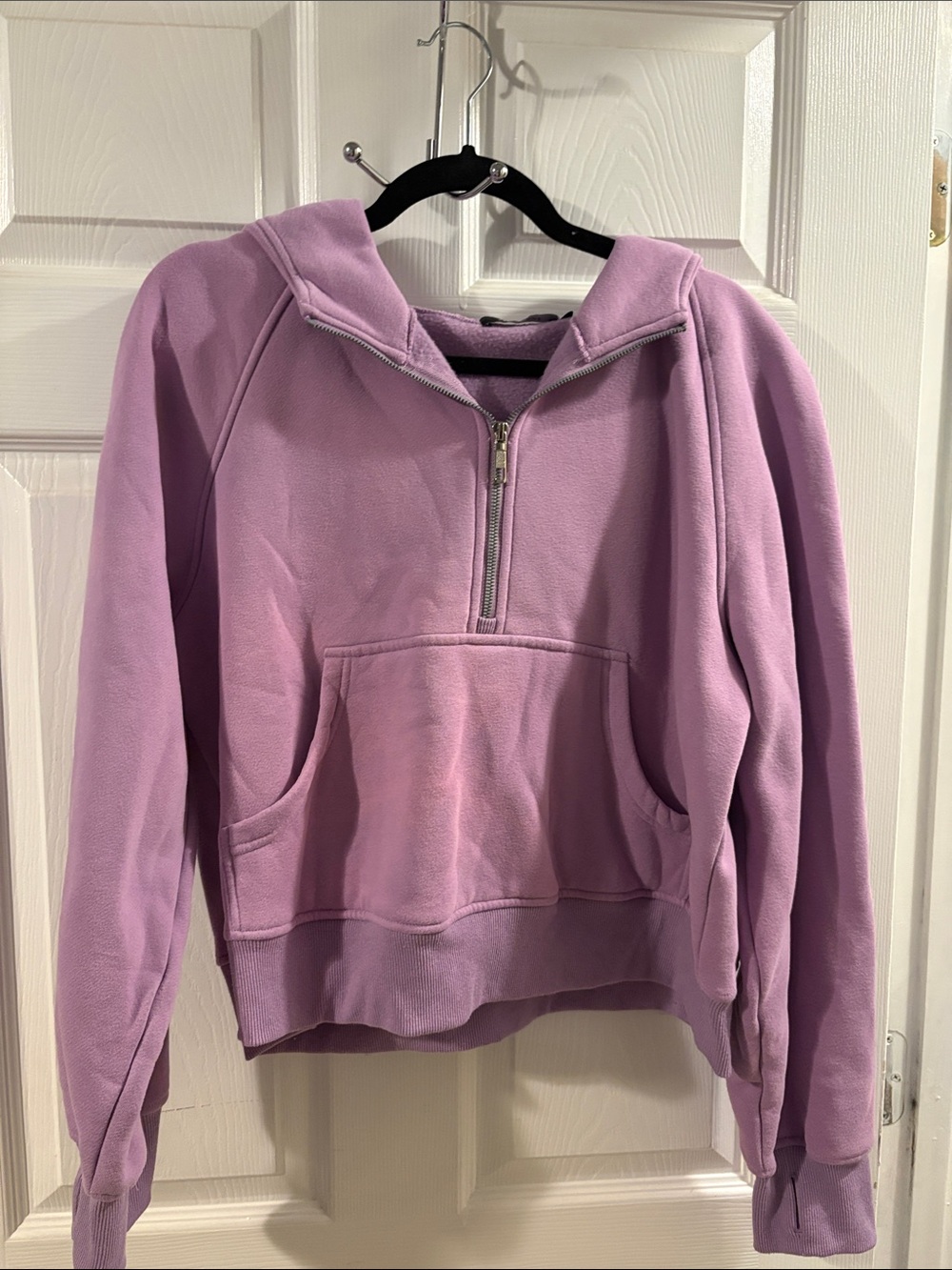 Lilac Half-Zip Hooded Pullover Sweatshirt - Women